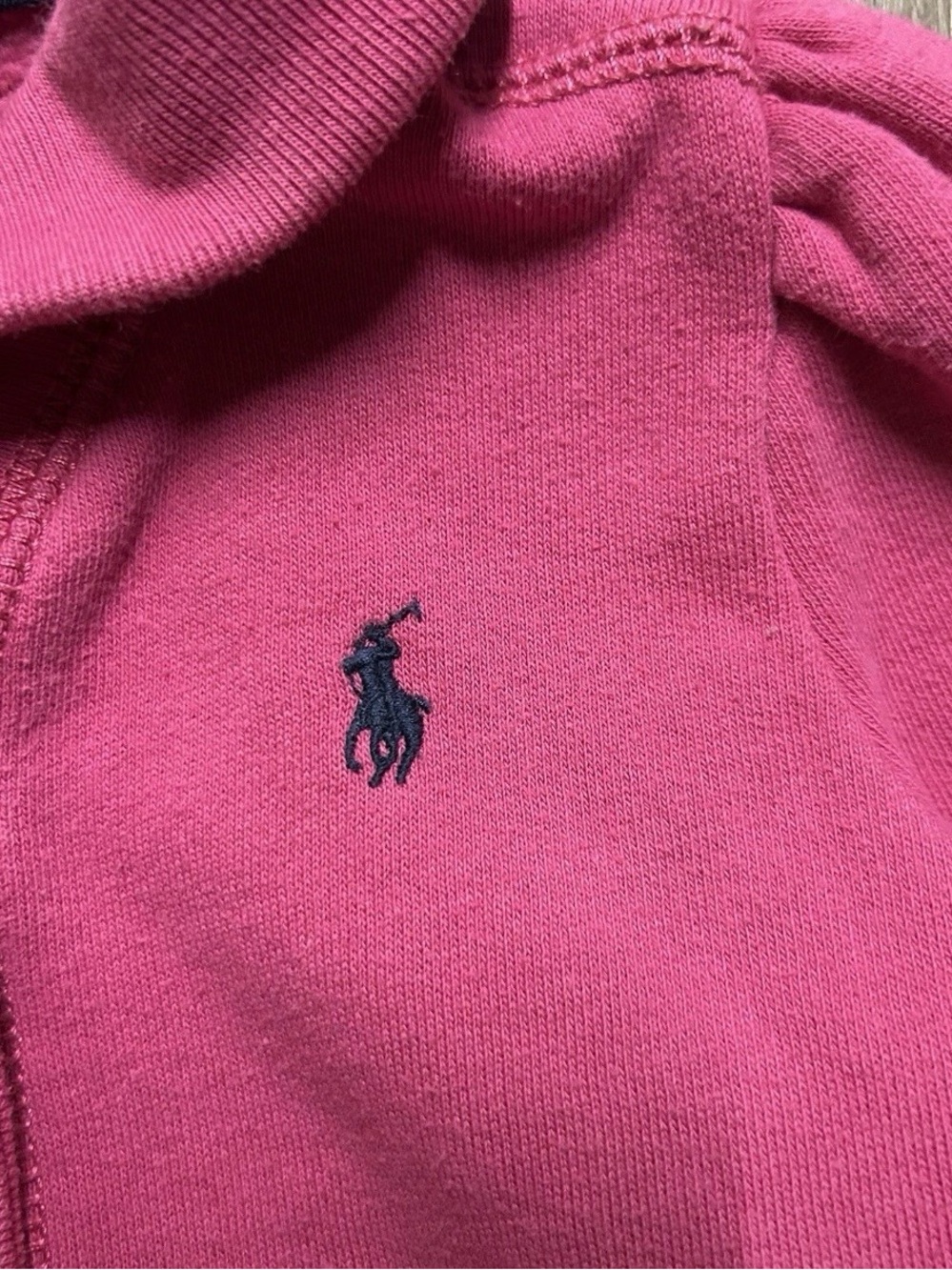 Toddler Girl Ralph Lauren Pink Button Down Fleece Jacket Size 12-18 Months - Picture 3 of 4